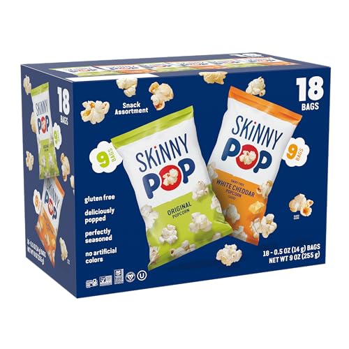 18 Packs SkinnyPop White Original And Cheddar Cheese Popcorn