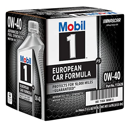 Mobil 1 FS European Car Formula Full Synthetic Motor Oil 0W-40, 1 Quart (Pack of 6)