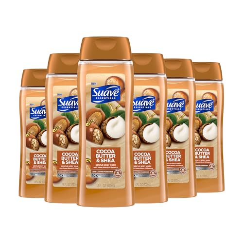 6 Pack Suave Moisturizing Body Wash Cocoa Butter Shea 18oz