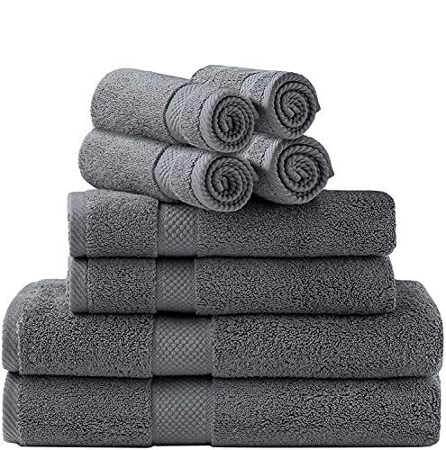 8 Piece Bath Towel Set, Highly Absorbent Cotton Towels