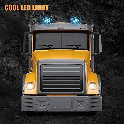 Leopmase Remote Control Truck Excavator Toy, RC Truck Excavator with Lights and Sounds, 2.4Ghz 7 Channel Remote Control Construction Vehicle Toy for Toddlers Boys Girls Birthday Gifts