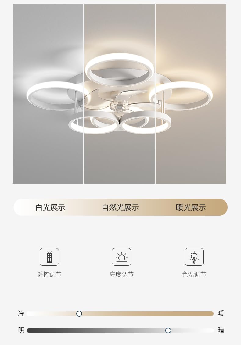Anyeark Modern Low Profile Ceiling Fan with Light
