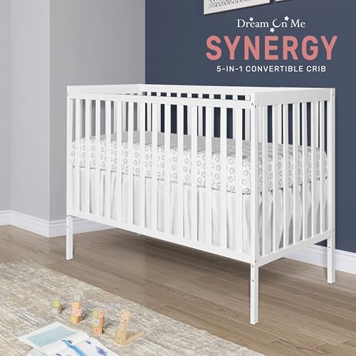 Dream On Me 5-In-1 Convertible Crib in White