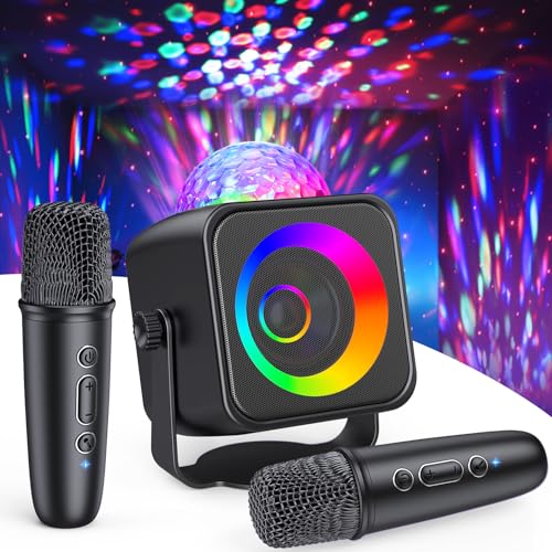 Bluetooth Karaoke Machine with Wireless Microphones and Stand