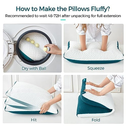 LINSY LIVING Shredded Memory Foam Pillow, Gel Infused Pillow with Tencel™ Washable Cover, Adjustable Firm Bed Pillows for Back, Stomach, Side Sleepers, CertiPUR-US & Oeko-TEX Certified, Queen