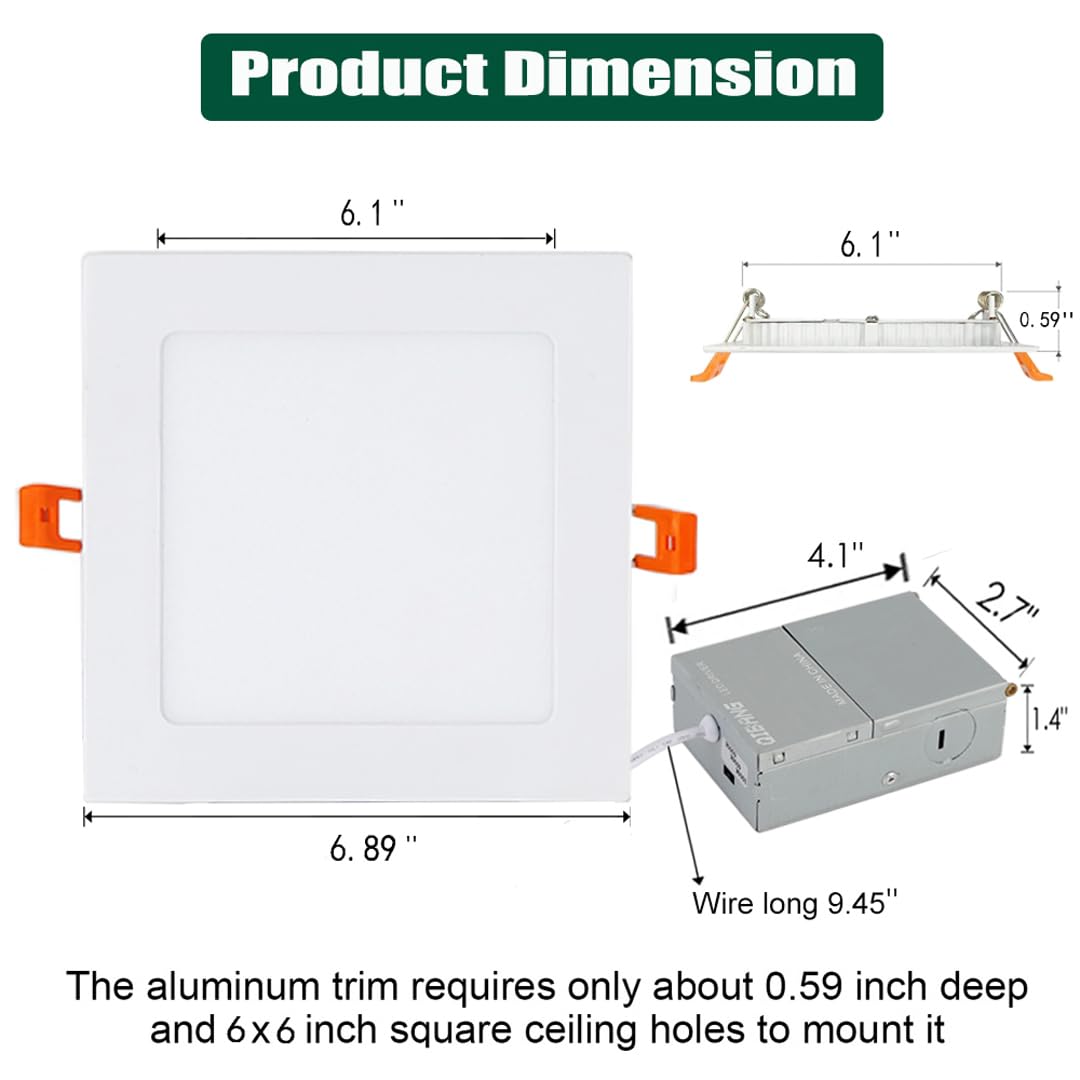 QIBANG 6 Pack Dimmable 6" LED Recessed Lights