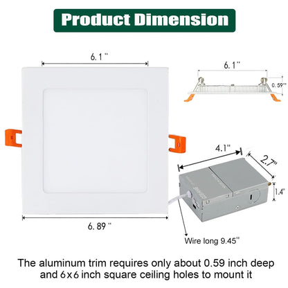 QIBANG 6 Pack Dimmable 6" LED Recessed Lights