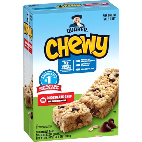 58 Count Quaker Chewy Granola Bars Chocolate Chip (OU-Kosher Dairy)