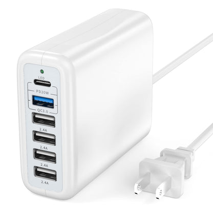 6-Port USB C Fast Charging Station 100W