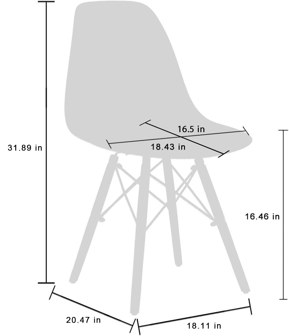 CangLong Modern Mid-Century Shell Lounge Plastic Side Dining-Chairs, Set of 4, Beige