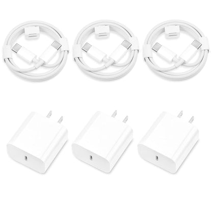 wamaxlink iPhone 15 Charger Fast Charging, 3 Pack PD 20W USB C Wall Charger Block with 6FT USB C to USB C Fast Charging Data Sync Cable Cord for iPhone 15/15 Plus/15 Pro/15 Pro Max, iPad Pro/Air/Mini