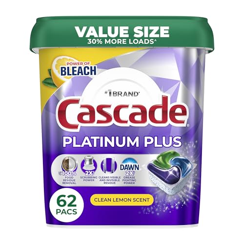 62 Count Cascade Platinum Plus Dishwasher Pods