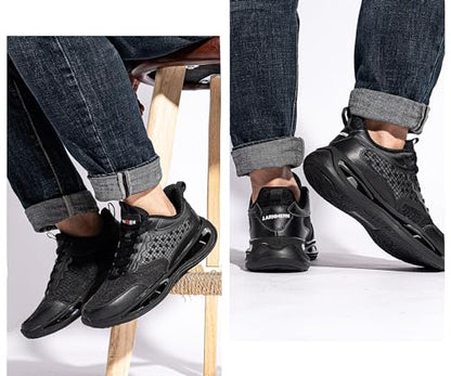 LARNMERN Steel Toe Shoes Men Breathable Work Sneakers Safety Lightweight Comfortable Tennis Shoe Indestructible Sneaker(10.5 Men, Light Black)