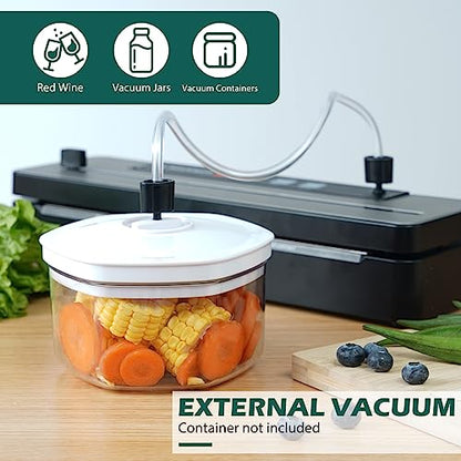 ADVENOR Vacuum Sealer Machine with Cutter Widened Double Sealing Strips and Bag Storage, 85Kpa Dry Moist Food Modes Upgraded Locking Design Includes 2 Bag Rolls 8.6"x16'and 11"x16'