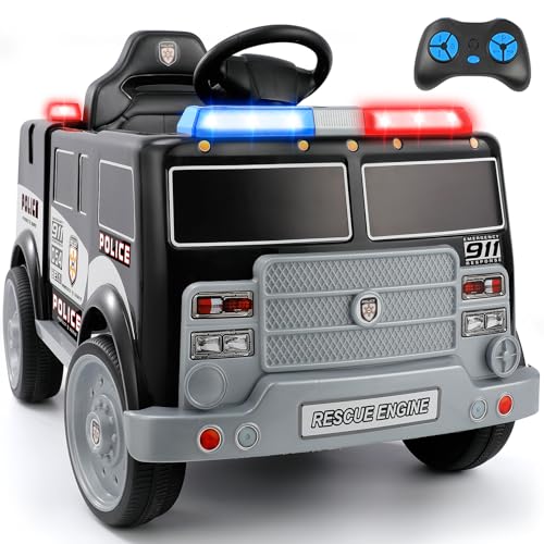 12V Ride On Police Car for Kids with Remote
