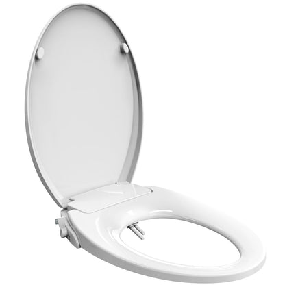 Bidet Seat, Non-Electric Bidet Toilet Seat Swash seat with Adjustable Ambient Water and Dual Nozzle System for Bathroom Airbnb, Easy Installation, Fit for Elongated Toilet, White Bidet Attachment