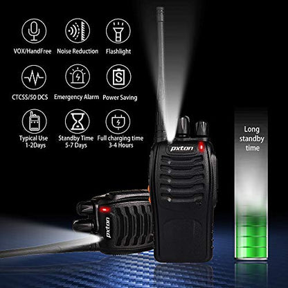 2 Pack pxton Rechargeable Walkie Talkies with Earpieces