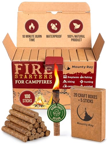 100 Pack Fire Starters Sticks for Campfires, All-Weather