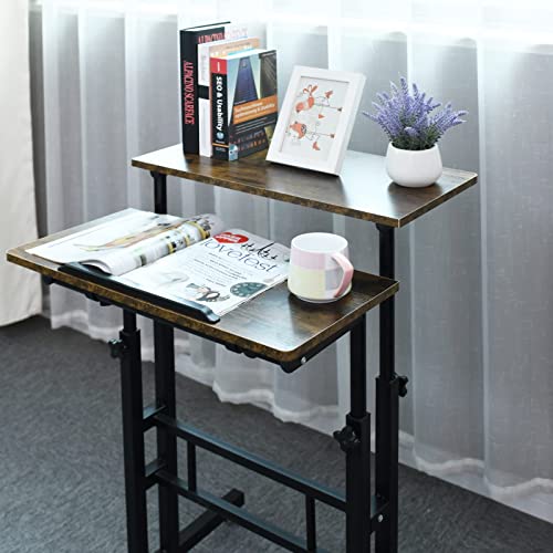 AIZ Mobile Standing Desk, Adjustable Computer Desk Rolling Laptop Cart on Wheels Home Office Computer Workstation, Portable Laptop Stand for Small Spaces Tall Table for Standing or Sitting, by