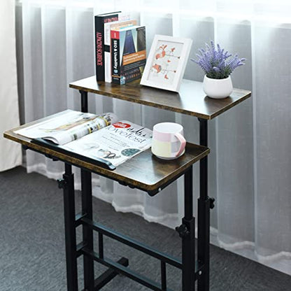AIZ Mobile Standing Desk, Adjustable Computer Desk Rolling Laptop Cart on Wheels Home Office Computer Workstation, Portable Laptop Stand for Small Spaces Tall Table for Standing or Sitting, by