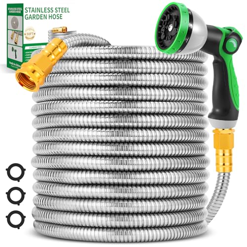 50FT Flexible Stainless Steel No-Kink Garden Hose