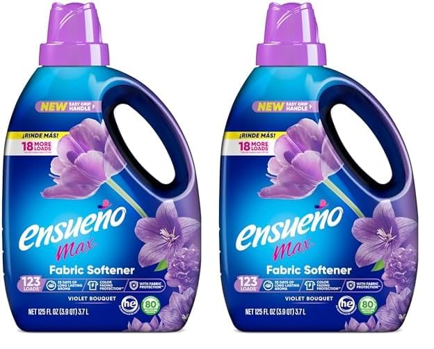 ENSUEÑO - Max Liquid Fabric Softener- with Long-Lasting Freshener and Wrinkle Eliminating Formula, Violet Bouquet Scent - (125 oz) (Pack of 2)