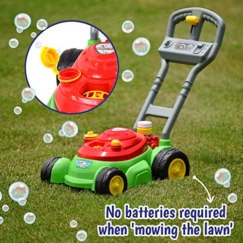 Maxx Bubbles Deluxe Bubble Lawn Mower Toy – Includes 4oz Bubble Solution | Outdoor Bubble Machine for Kids | Easy to Use, No Batteries Required | Amazon Exclusive, Red – Sunny Days Entertainment