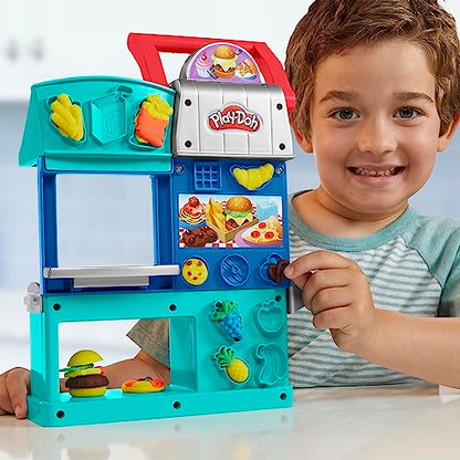 Play-Doh Kitchen Creations Busy Chef's Restaurant Playset, 2-Sided Play Kitchen Set, Preschool Cooking Toys, Kids Arts & Crafts, Ages 3+