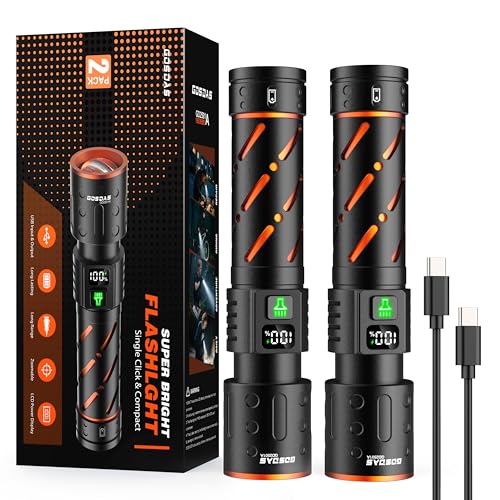 2 Pack Rechargeable High Lumen LED Flashlights