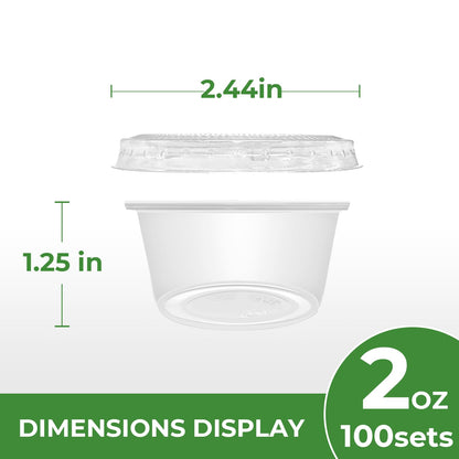 2oz Plastic Portion Cups with Lids - 100CT