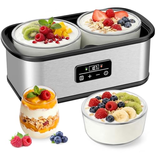 Adjustable Temperature Electric Yogurt Maker with Two Containers