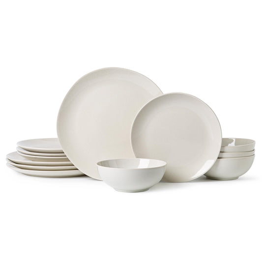 Ceramic 12-Piece Dinnerware Set in Cream White