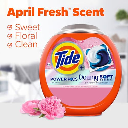 Tide Power PODs 2-in-1 Laundry Detergent Pods with Downy Soft Boosters, Lasting Freshness with April Fresh Scent, 45 Count