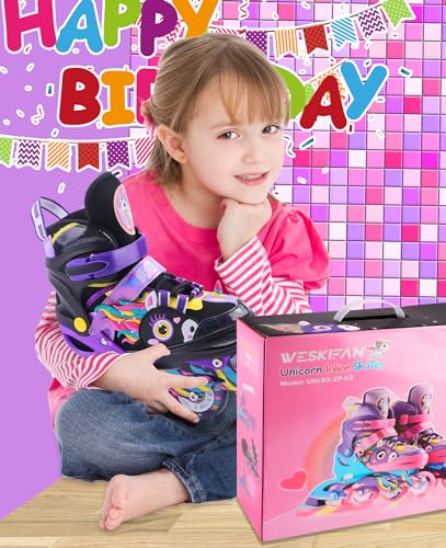 WESKIFAN Unicorn Inline Skates with Light Up Wheels