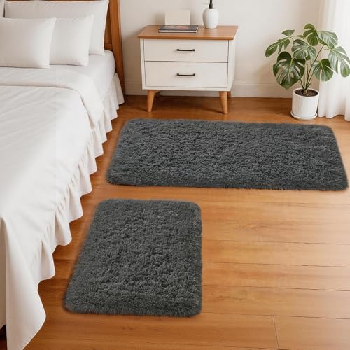 2 Piece Fluffy Non Slip Small Area Rug Set
