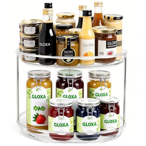 2 Tier Lazy Susan Turntable Spice Rack Organizer