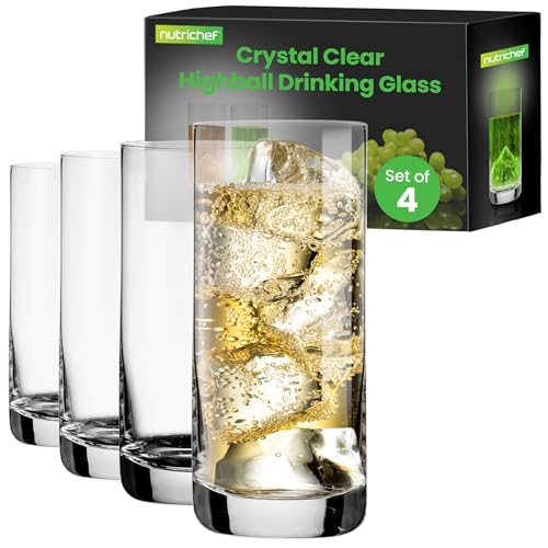 4 Pack Highball Drinking Glasses 14.2oz Tall Set