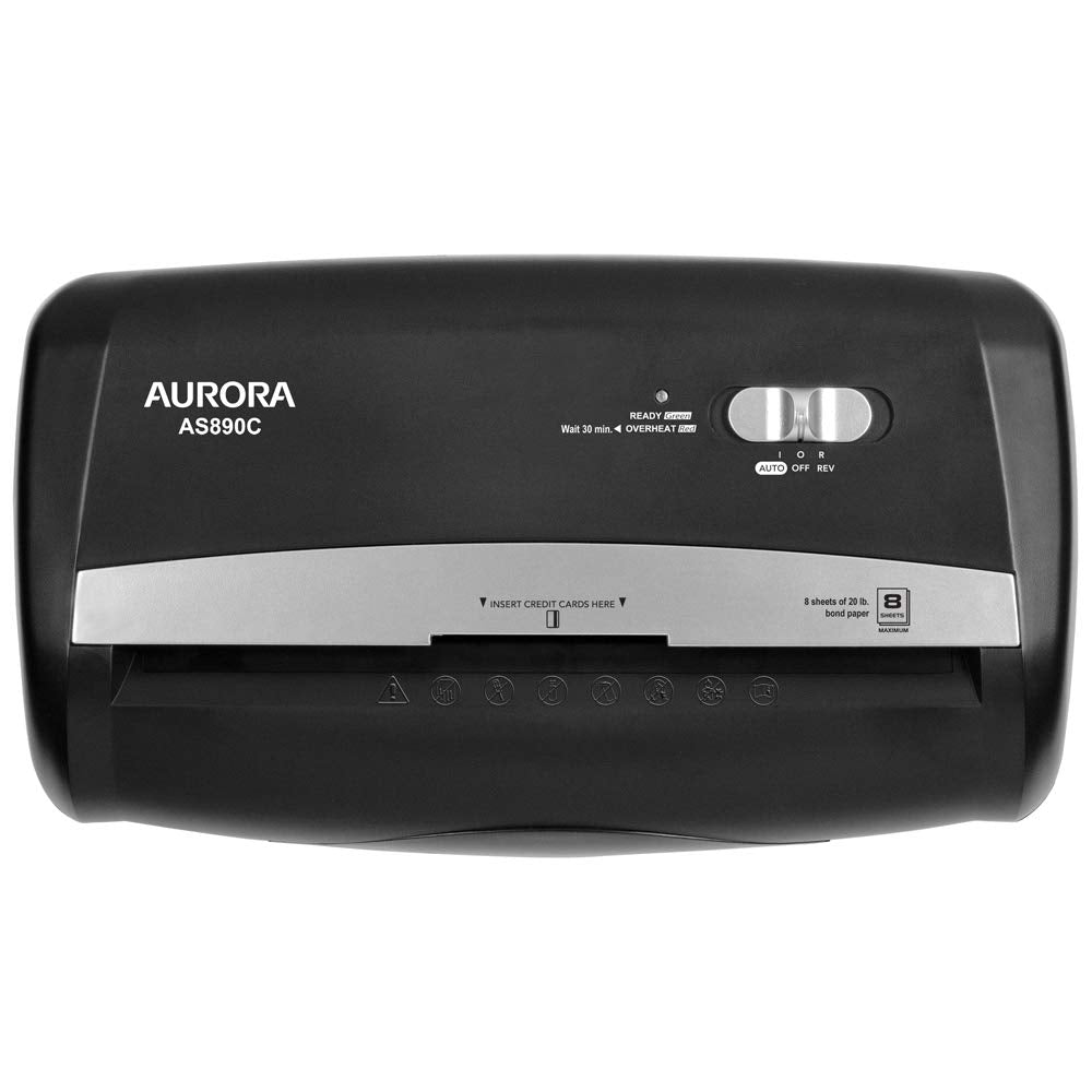 Aurora 8-Sheet Cross-Cut Paper Shredder with Basket