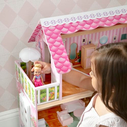 Delta Children Little Gem Dollhouse - 3-Story Dollhouse with 4 Rooms - Includes 16 Accessories - Fits 5-inch Dolls - Pretend Play Dream Gift for Ages 3+