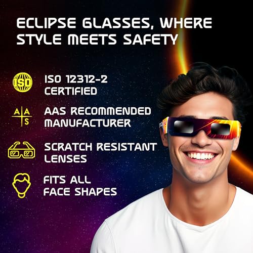 Galaxium Solar Eclipse Glasses AAS Approved 2024 - [6 Pack] Trusted for Direct Solar Eclipse Viewing - ISO 12312-2 & CE Certified