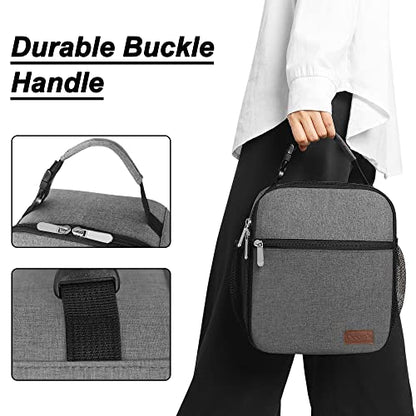 Deosk Lunch Bag Reusable Small Lunch Box for Men Insulated Portable Lunchbox for adults Suitable for School Work Picnic (Gray)