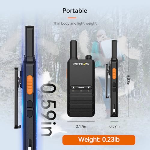 Retevis Mini Rechargeable Walkie Talkies 2 Pack