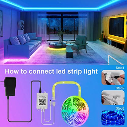 Diyilight Led Strip Lights 50 ft Smart Light Strips with App Control Remote, 5050 RGB Led Lights for Bedroom, Music Sync Color Changing Lights for Room Party