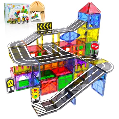 Magnetic Road Set Building Tiles for Kids