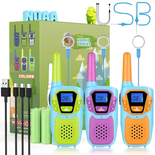 3 Pack Rechargeable Long Range Kids Walkie Talkies