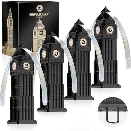4 Pack Fly Fans with Height-Adjustable Swatter - Outdoor Picnic Essential