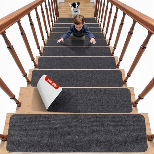 15 Pack Carpet Stair Treads 8"x30" Non Slip