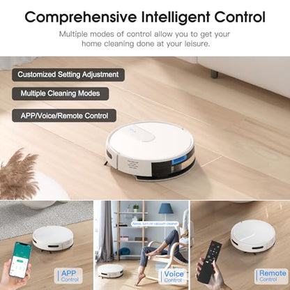 VIPSUN Robot Vacuum and Mop Cleaner with 4500Pa Suction, Advanced 3D Obstacle Avoidance, Next-Generation Smart APP & Voice Control Robotic Vacuum, Automatic Aspirdora for Home Hard Floor, Pet Hair