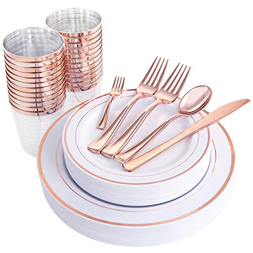 25 Guest Disposable Plastic Dinnerware Set Party Wedding