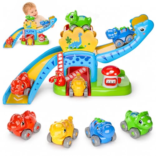 Dinosaur Ramp Racer Toy with 4 Push Cars